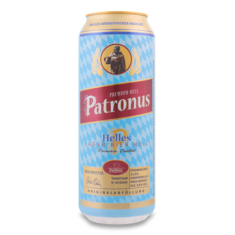 Пиво Patronus Helles Lager світле з/б